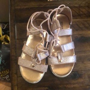 Rose gold lace up sandal